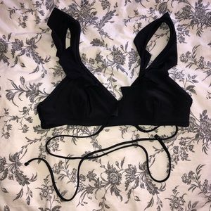 Aerie Black Wrap Around Ruffle Bikini